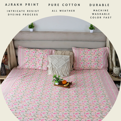 ARUSHII Double bedsheet in cotton – beige pastel - bedsheet