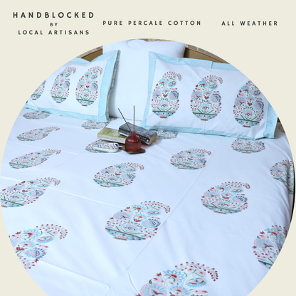 ARUSHII Double bedsheet in percale cotton – Kyaari- Handblocked by artisans