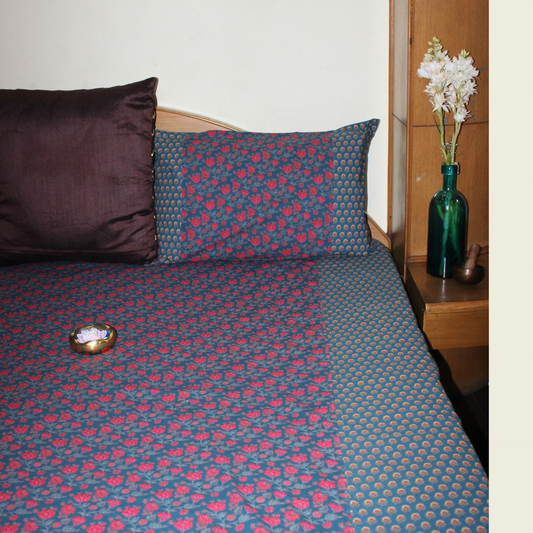ARUSHII Double bedsheet in cotton – Floral Burst - bedsheet