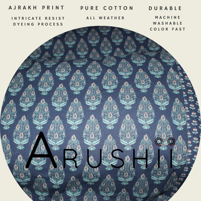 ARUSHII Double bedsheet in cotton – Indigo Floral - bedsheet