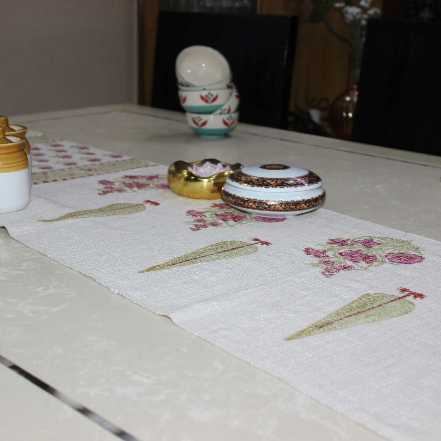 Arushii Cypress Tree Hand blocked table runner