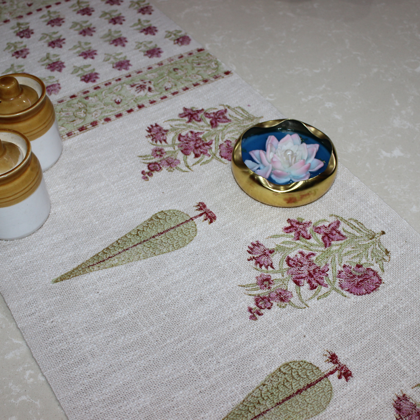 Arushii Cypress Tree Hand blocked table runner