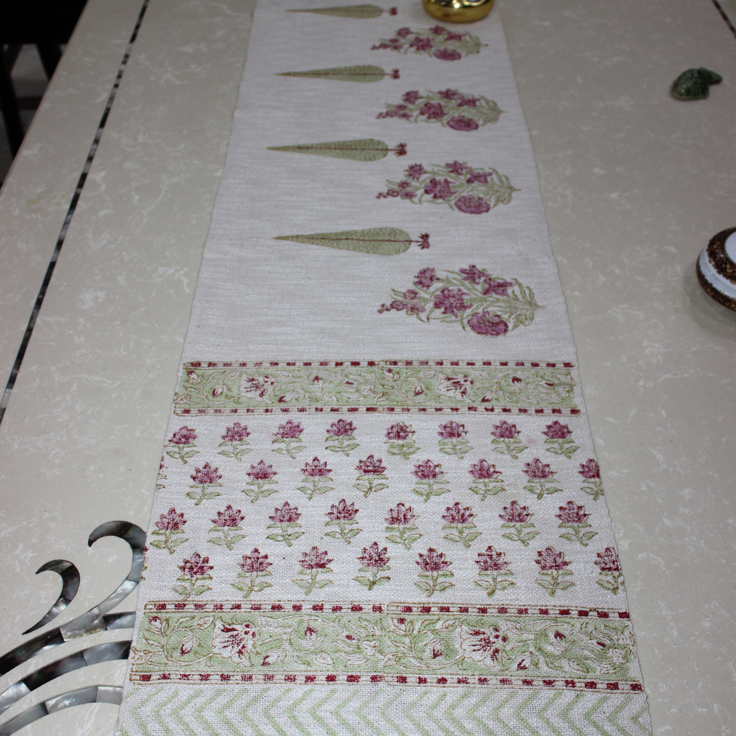 Arushii Cypress Tree Hand blocked table runner