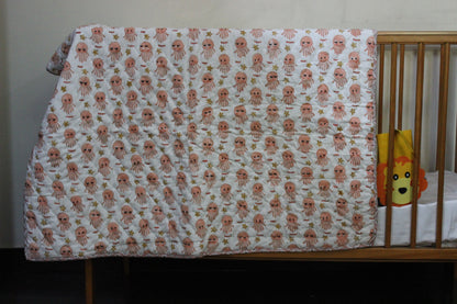 ARUSHII Cotton Reversible Kids Razai/ Quilt – OCTOPUS– Handblocked by artisans
