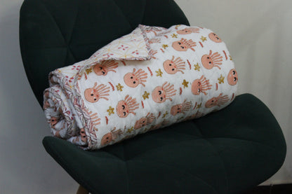 ARUSHII Cotton Reversible Kids Razai/ Quilt – OCTOPUS– Handblocked by artisans