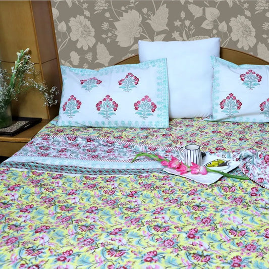 ARUSHII Double bed mulmul dohar – pink city- Handblocked by artisans