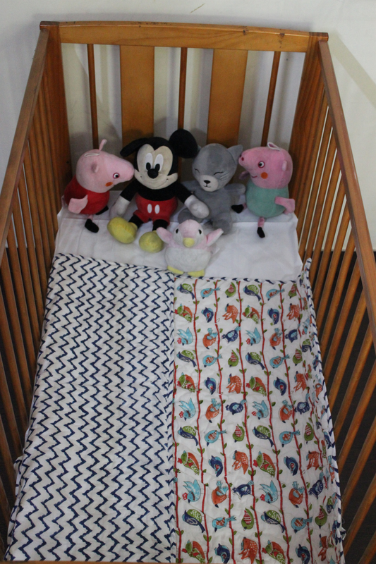 ARUSHII Cotton Reversible Kids Razai/ Quilt – SPARROW– Handblocked by artisans