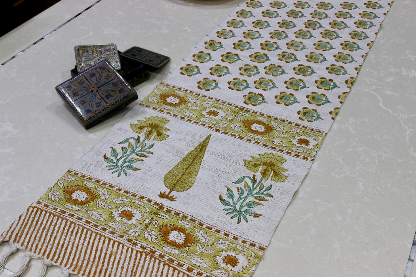 Arushii winter sun hand blocked Table runner