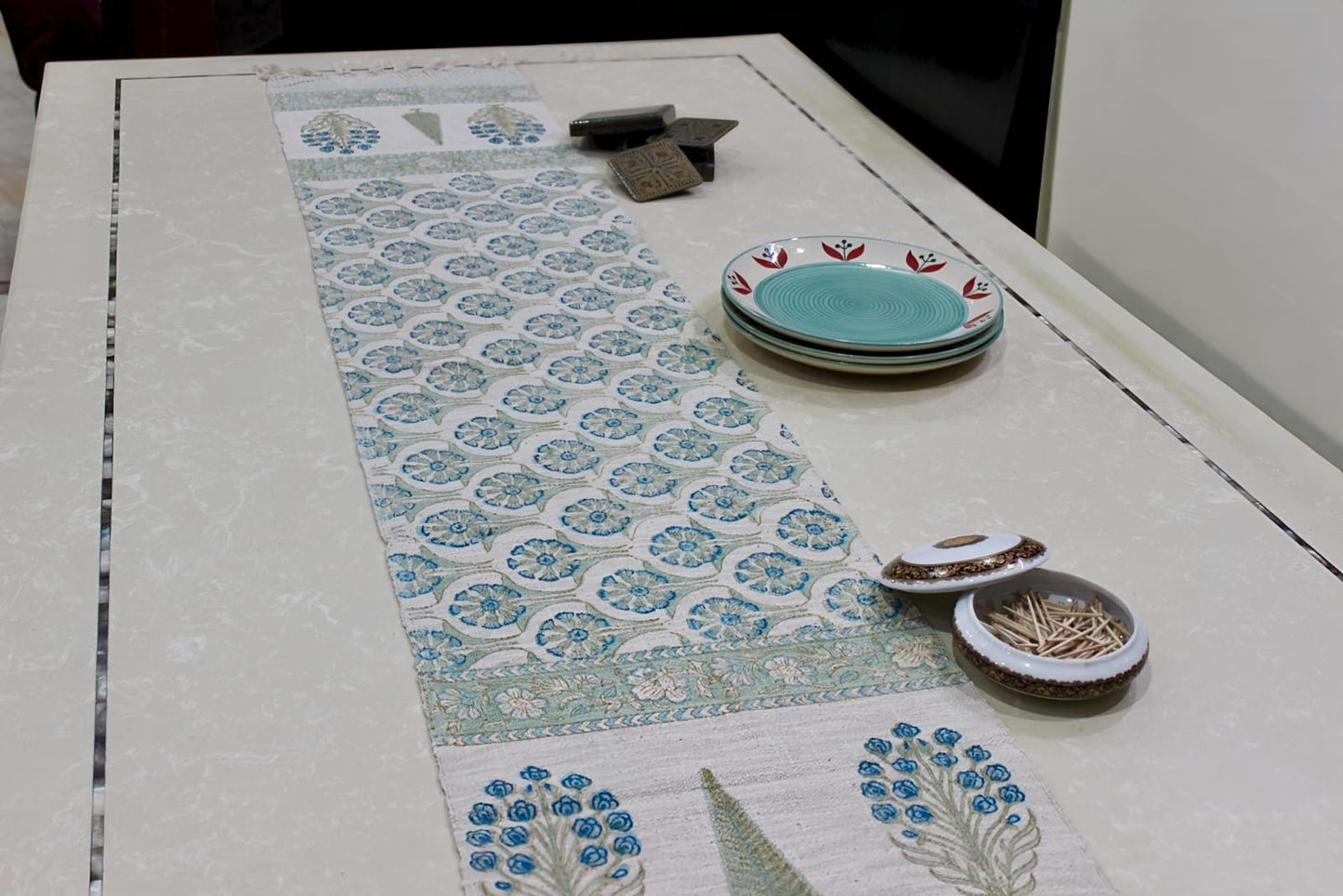 Arushii spiral hand blocked Table runner