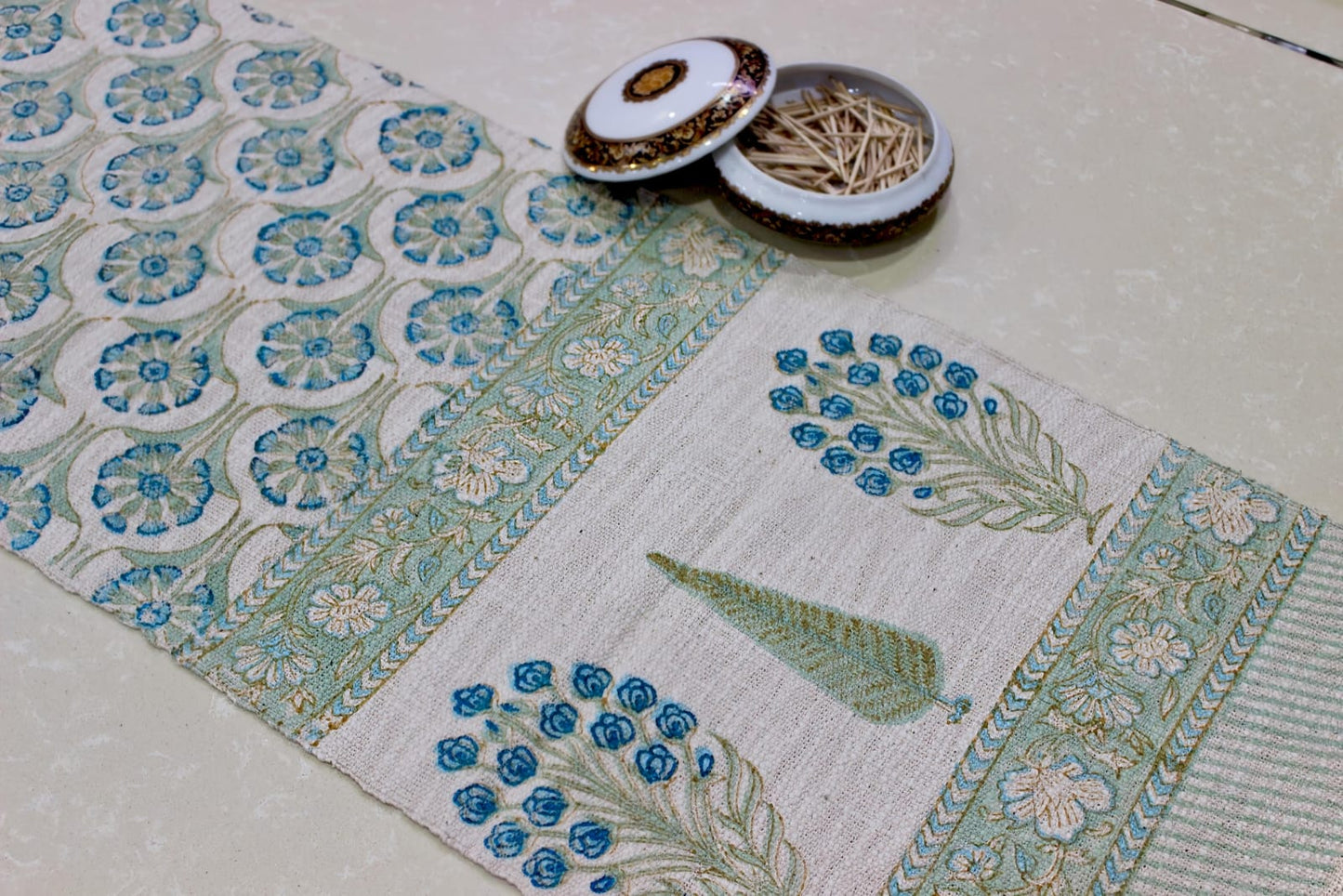 Arushii spiral hand blocked Table runner