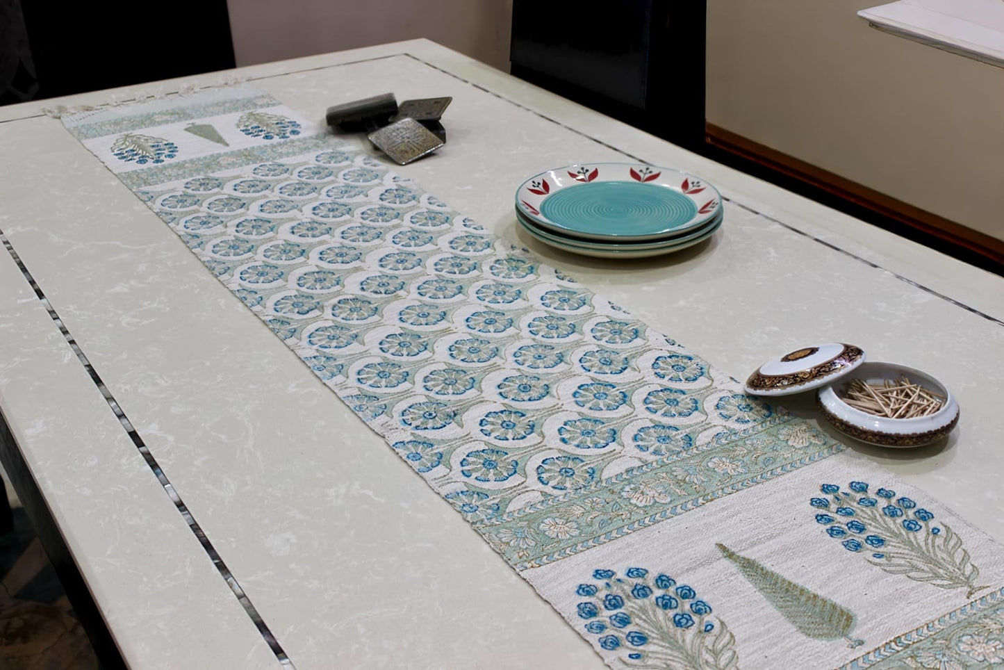 Arushii spiral hand blocked Table runner