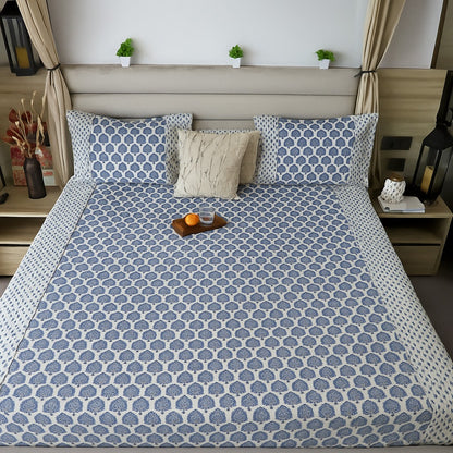 ARUSHII Double bedsheet in cotton -Indigo Tree of life-bedsheet