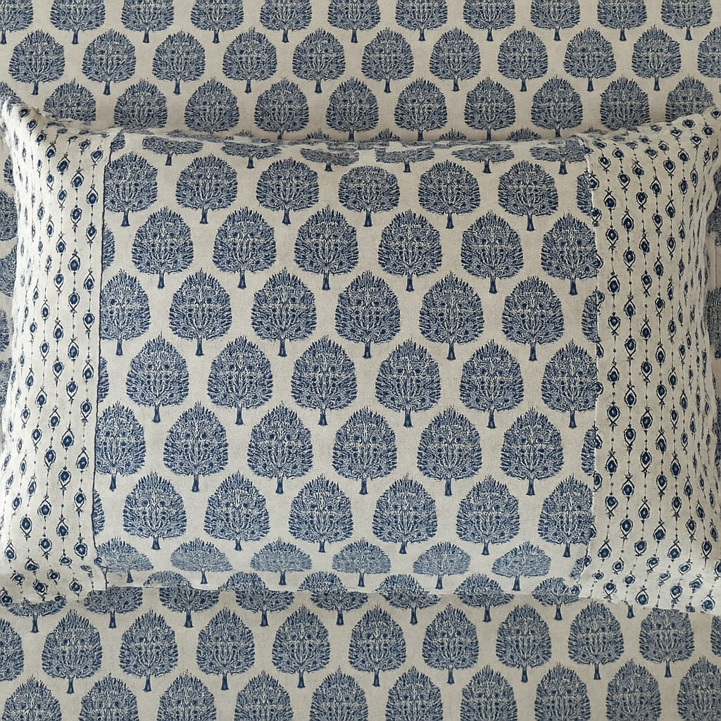 ARUSHII Double bedsheet in cotton -Indigo Tree of life-bedsheet