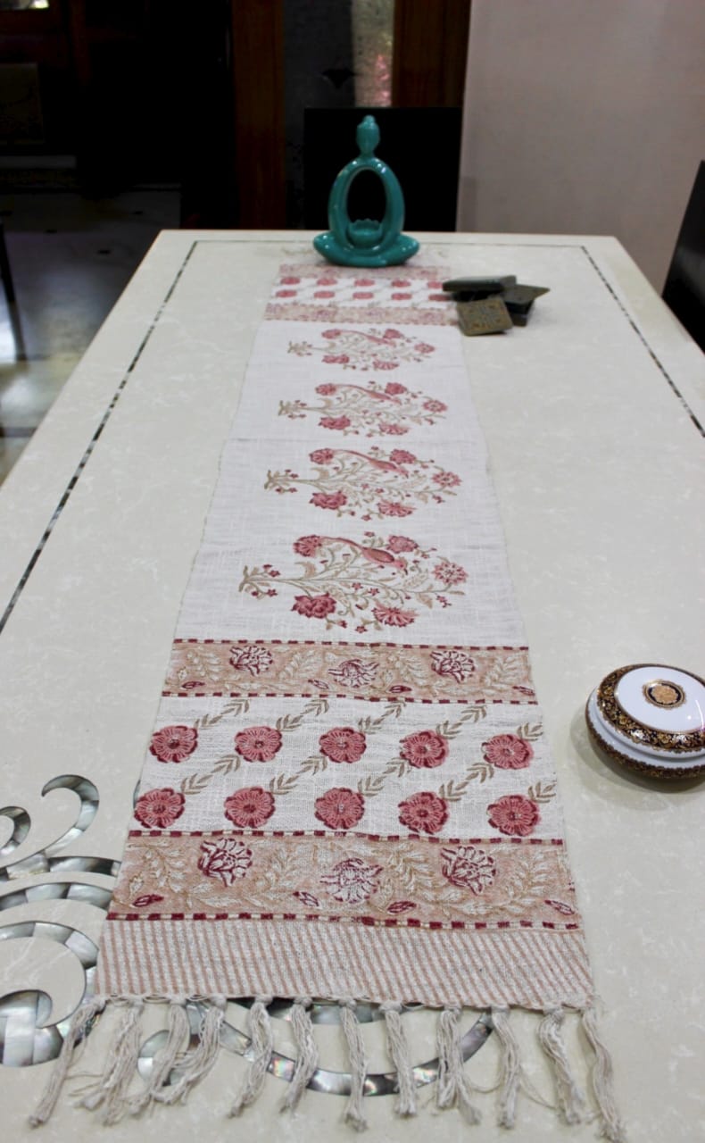 Arushii Blossom Hand blocked table runner
