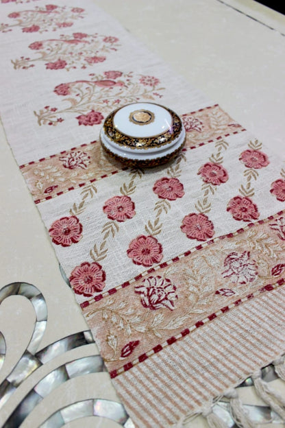 Arushii Blossom Hand blocked table runner