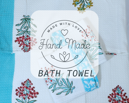 ARUSHII cotton Hand and bath towel set – Flush – Handblocked by artisans
