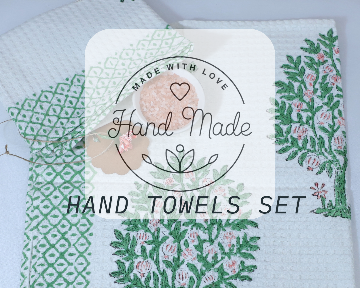 ARUSHII cotton Hand and bath towel set -florescence – Handblocked by artisans