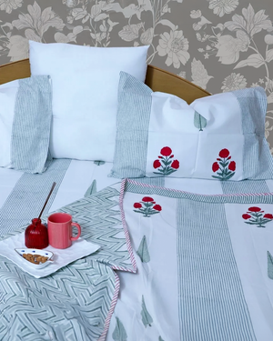 ARUSHII Double bedsheet in Percale cotton – Rajputana – Handblocked by artisans