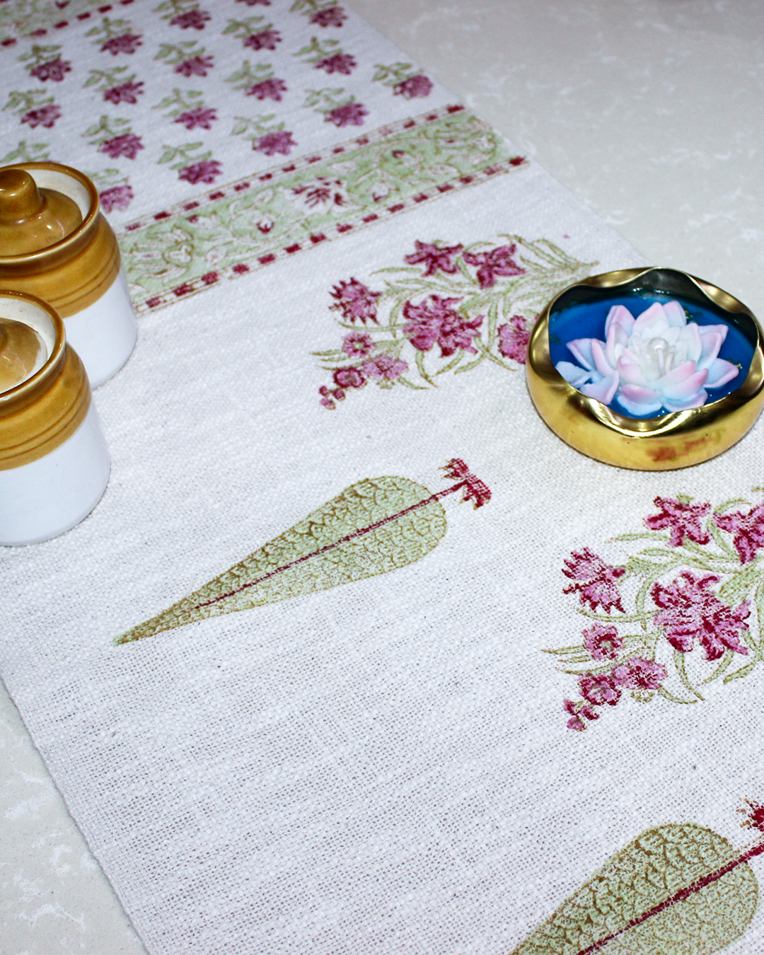 Arushii Cypress Tree Hand blocked table runner