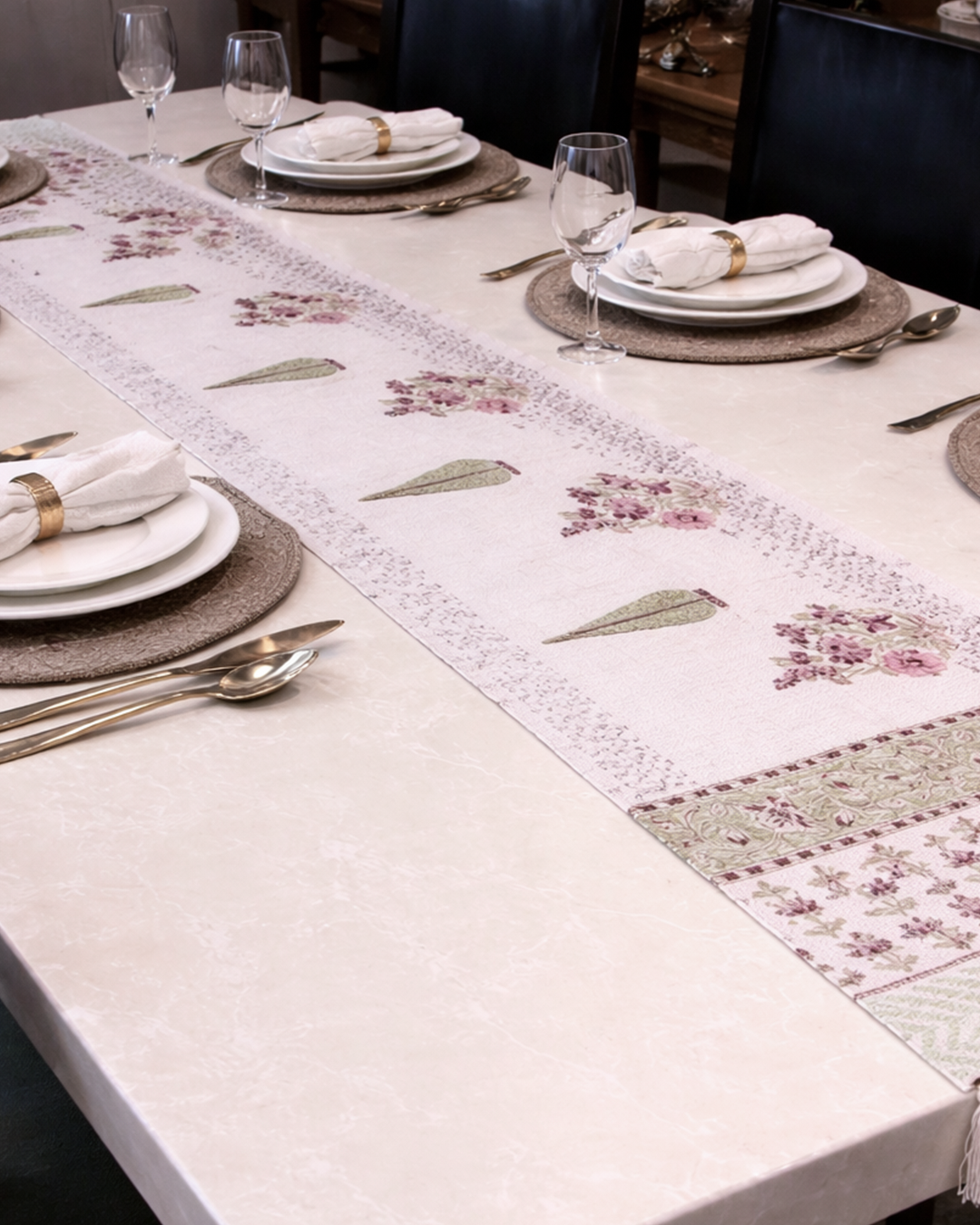 Arushii Cypress Tree Hand blocked table runner