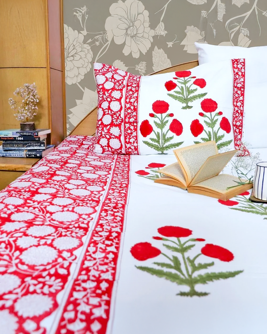 ARUSHII Double bedsheet in Percale cotton – Maharaja – Handblocked by artisans