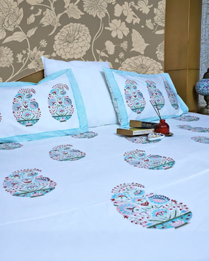 ARUSHII Double bedsheet in percale cotton – Kyaari- Handblocked by artisans