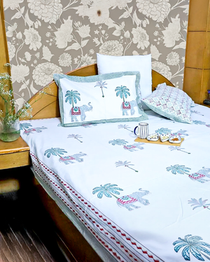ARUSHII Double bedsheet in percale cotton – Royalty – Handblocked by artisans