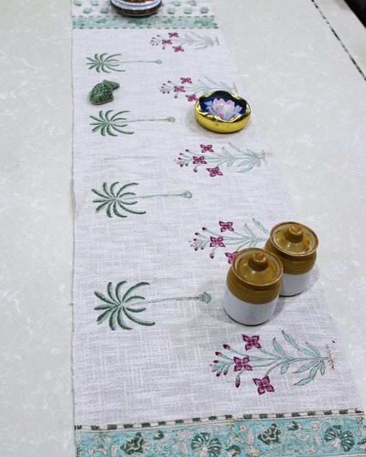 Arushii Palm Tree Hand blocked table runner