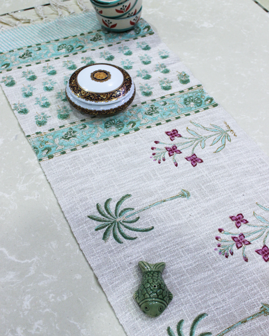 Arushii Palm Tree Hand blocked table runner