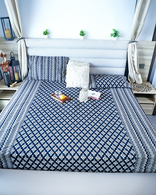 ARUSHII Double bedsheet in cotton – black barfi-bedsheet