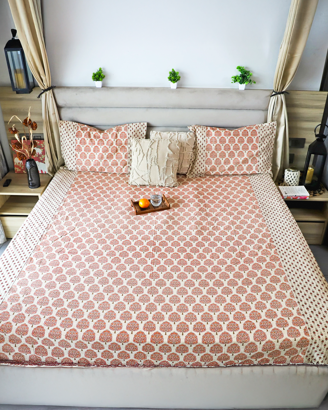 ARUSHII Double bedsheet in cotton -Red Tree of life-bedsheet