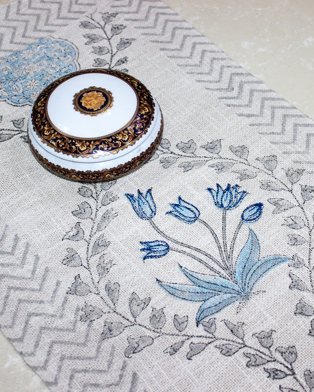 Arushii Luxury swirl Hand blocked table runner