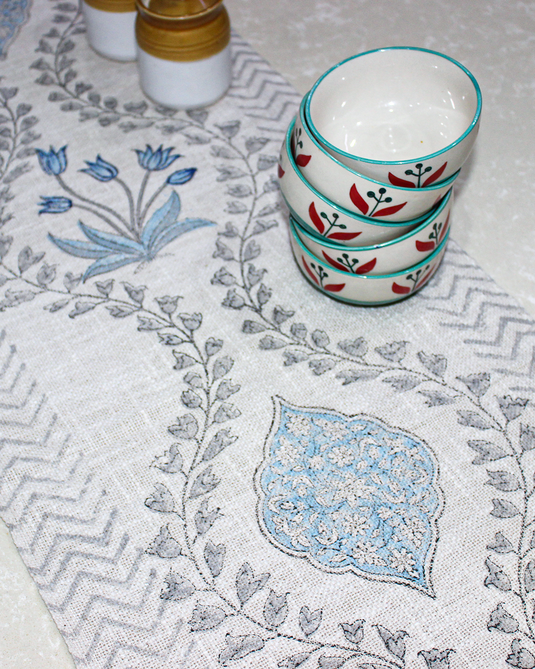 Arushii Luxury swirl Hand blocked table runner