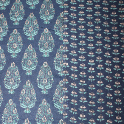 ARUSHII Double bedsheet in cotton – Indigo Floral - bedsheet