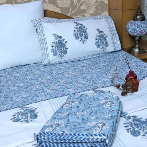 ARUSHII  Double bed mulmul dohar – Amer- Handblocked by artisans